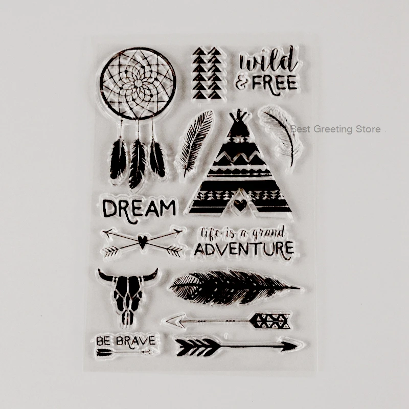 Indian dream catcher stamps scrapbooking clear transparent tribe adventure craft embellishments|embellishments|embellishments