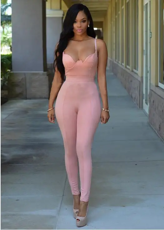 2017 Женская одежда сексуальный комбинезон на бретельках с глубоким V-образным