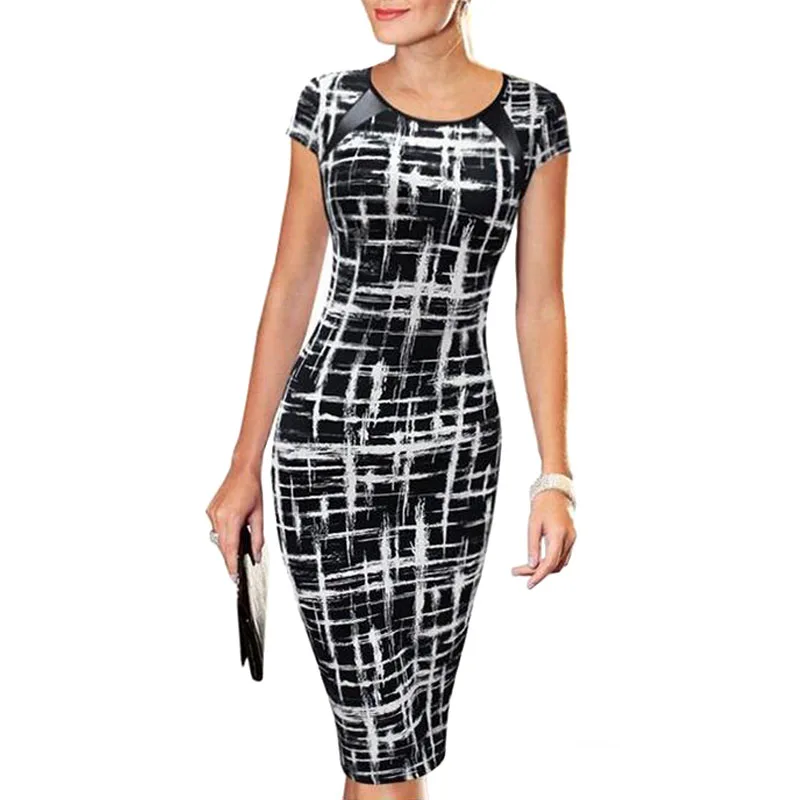 Женское офисное платье с коротким рукавом облегающее футляр VN 68 новинка