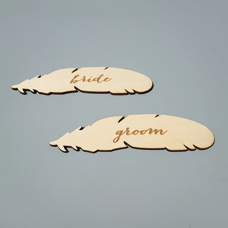 

5pcs lot Personalized acrylic Feather wedding table decoration Party Photo Props custom Groomsman Bridesmaid gift for guests