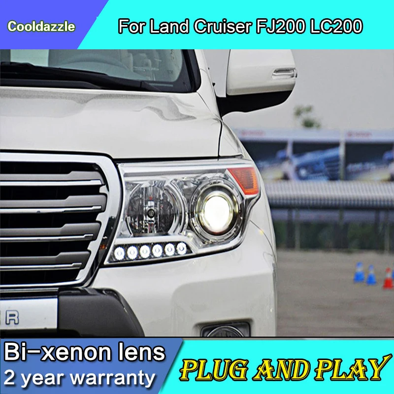 Автомобильный Стиль чехол для TOYOTA Land Cruiser LC200 FJ200 светодиодный фар с Биксеноновые