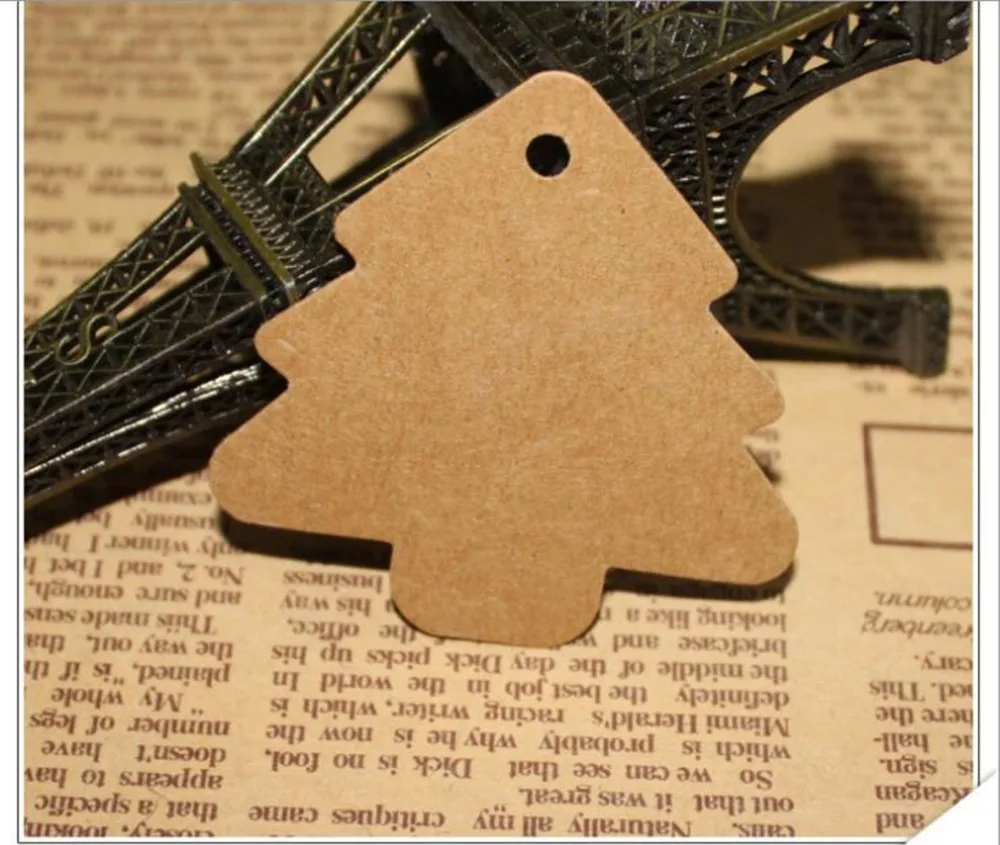 100 шт. пустые коричневые крафт-бумаги в форме рождественской елки бумажные бирки