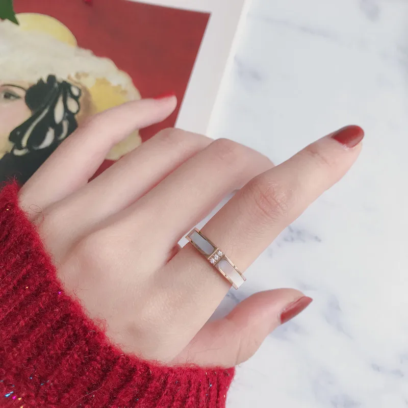 Новое поступление 2019 модные кольца YUN RUO с инкрустацией ракушек цвета розового