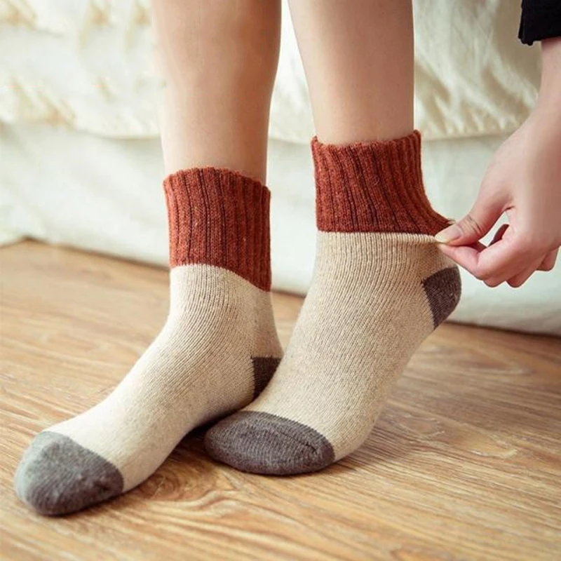 Толстые женские носки в стиле ретро Сезон осень зима Носки из шерсти кролика
