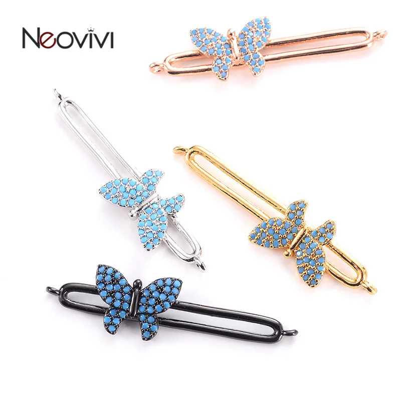 Neovivi яркие подвески в виде бабочки закрепка синий микро кубический цирконий