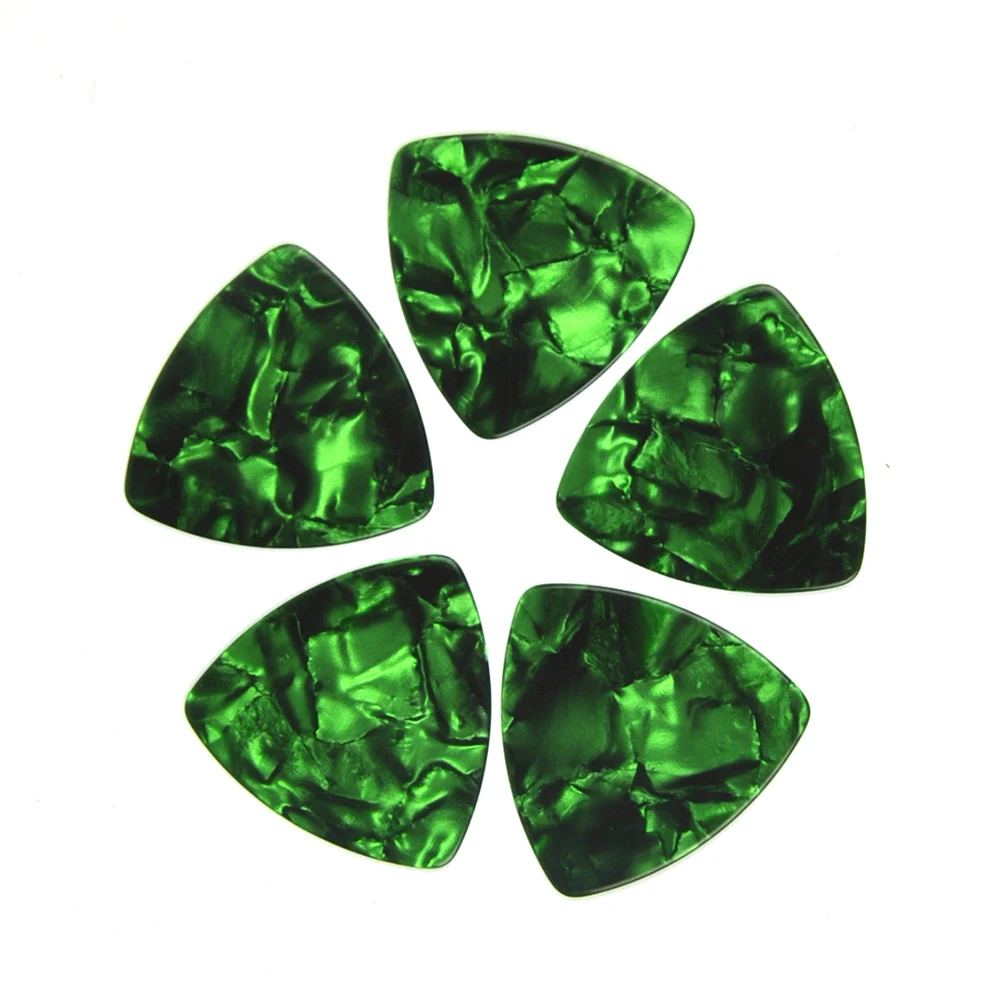 

Lots of 100 pcs Rounded Triangle Big Size Medium 0.71mm Celluloid Guitar Picks Green Pearl