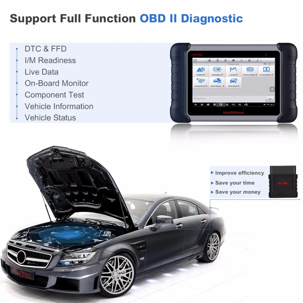 Autel MaxiCOM MK808 BT OBD2 автомобильный диагностический инструмент Автомобильный сканер диагностические функции EPB/IMMO/DPF/SAS/TMPS сброс