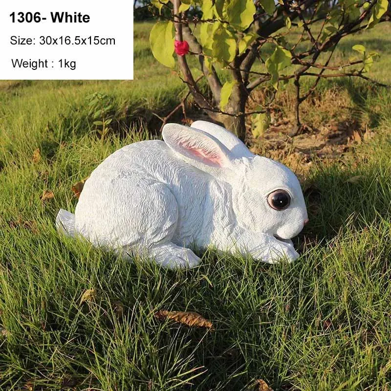 1306-White Милый Искусственный Кролик, украшение для дома, гостиной, украшения для сада, газон, кролик, скульптура, ремесла, миниатюрные фигурки животных, подарок - Цвет: 1306-White