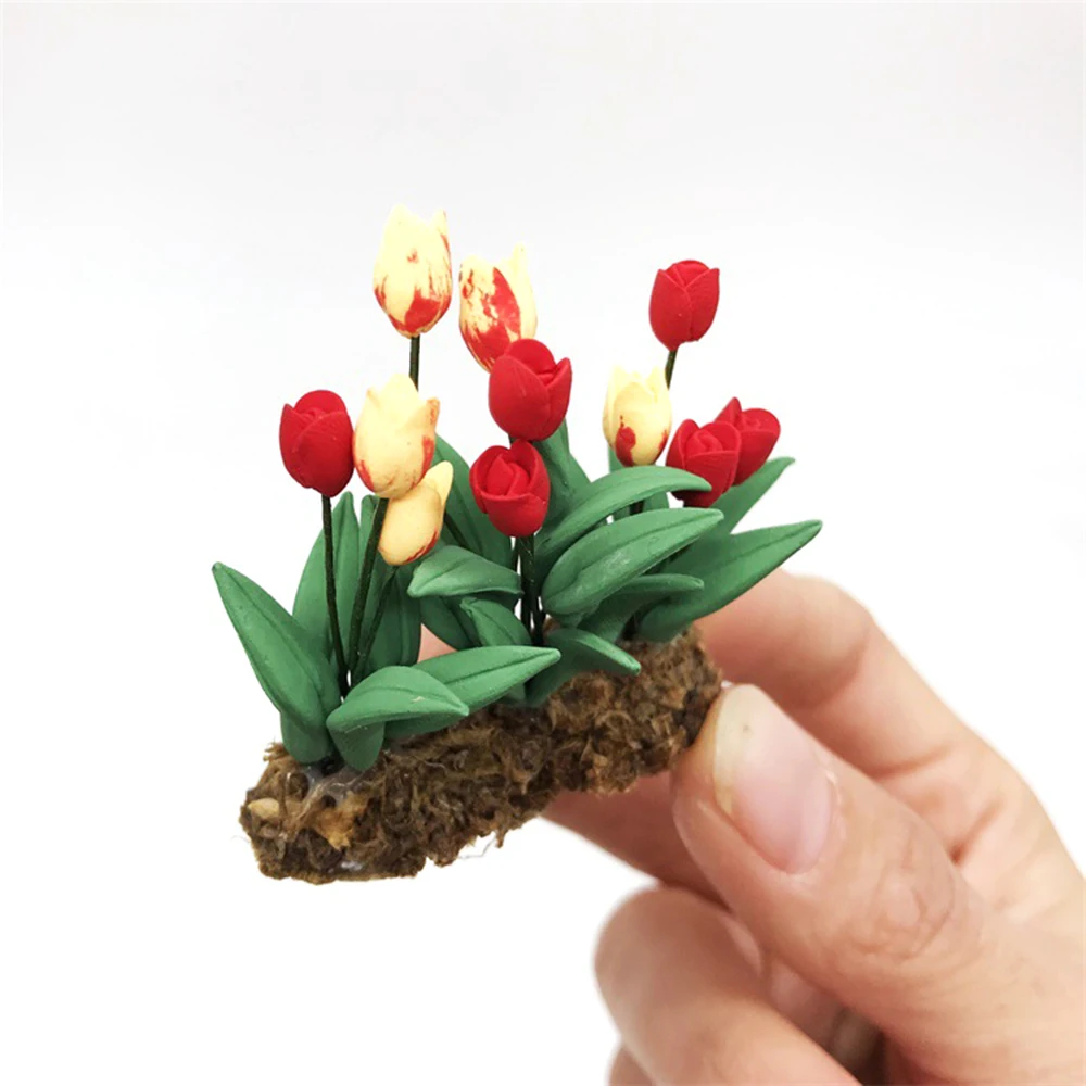 Миниатюрные аксессуары для кукольного домика 1/12 мини модель тюльпана садовая