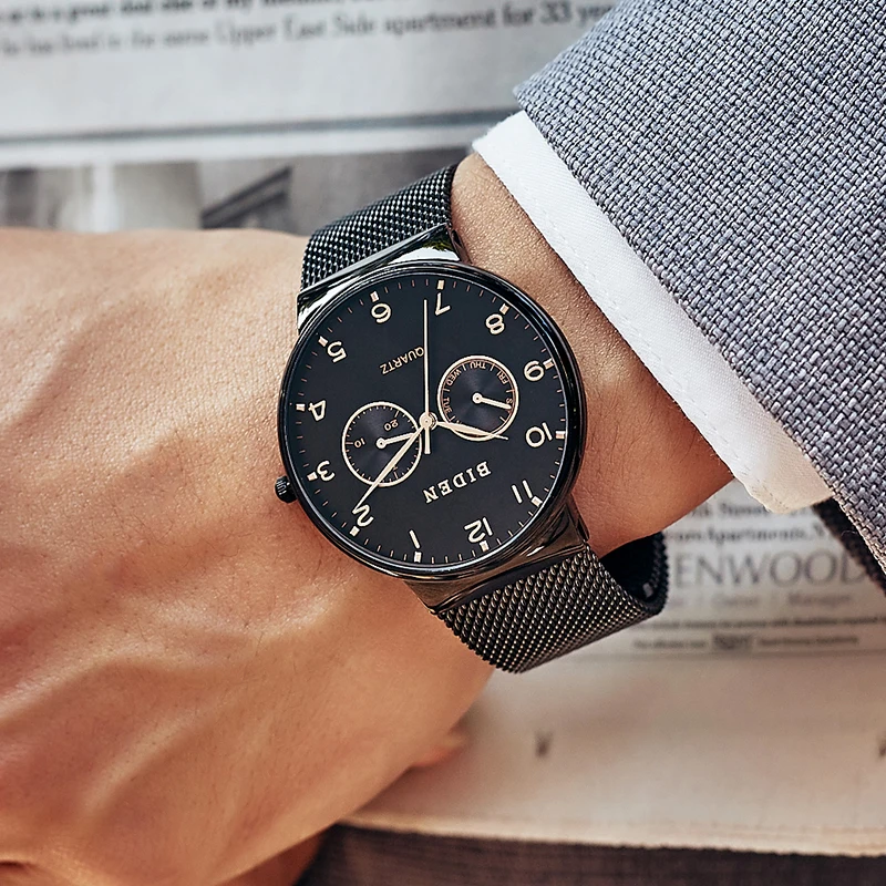 

Men Watch Sport 30M Waterproof Fashion Wristwatch Montre Homme Grid strap Relojes Hombre 2019 Quartz Male Business Watch