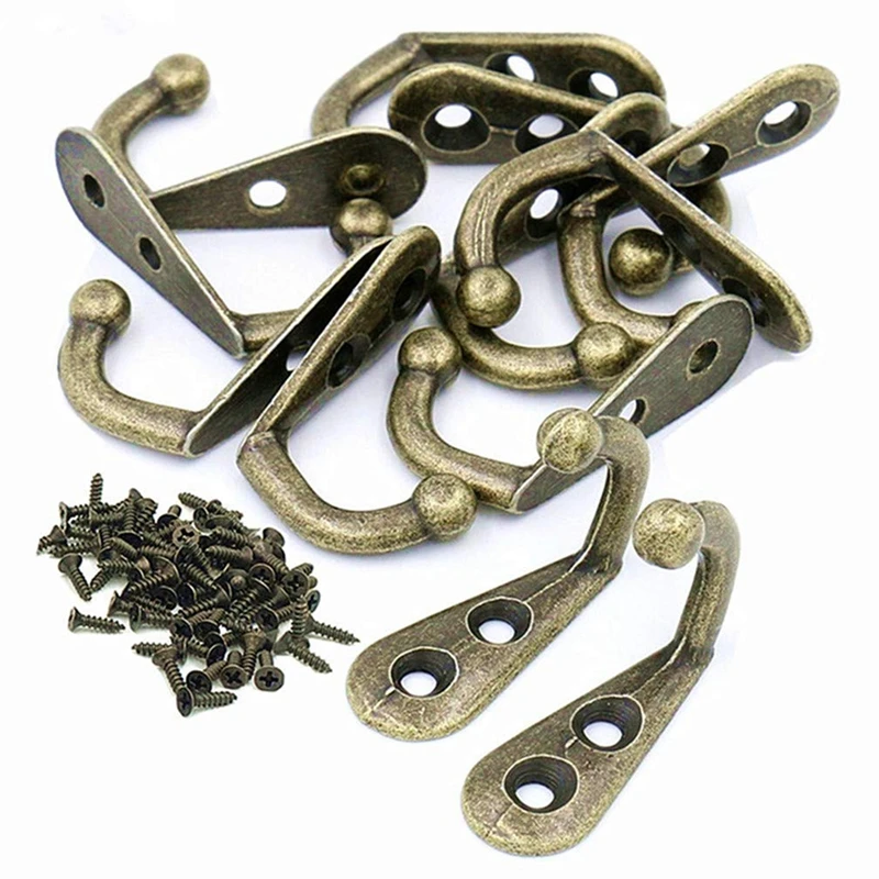 50 шт крючок с 100 винтом маленький размер Античная бронзовая дверь настенный