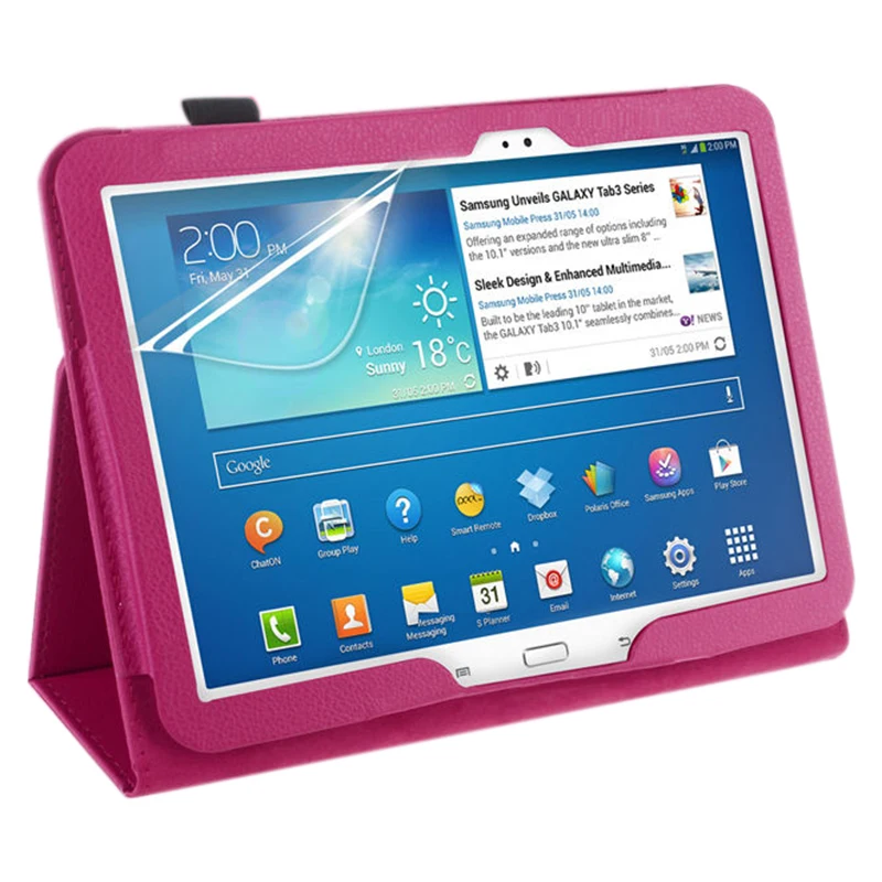 Из искусственной кожи чехол КРЫШКА ДЛЯ samsung Galaxy Tab 3 10,1 P5200 P5210 P5220 планшет - Цвет: Rose Red