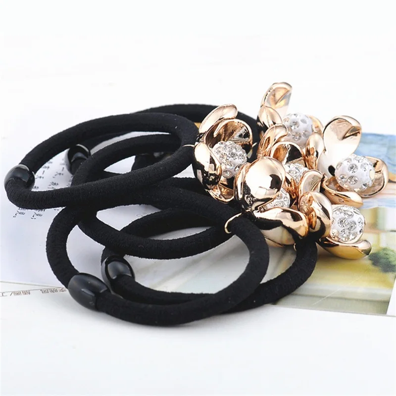 1 шт. аксессуары для волос с шариками женщин эластичные резинки золотыми цветами