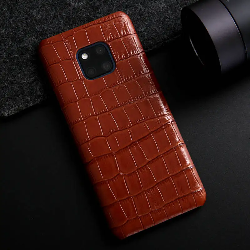 Чехол MAKEULIKE из натуральной кожи для huawei mate 20 Pro, Роскошный Жесткий чехол с аллигатором для телефона, чехол для huawei mate 20 20X 20Pro - Цвет: Коричневый