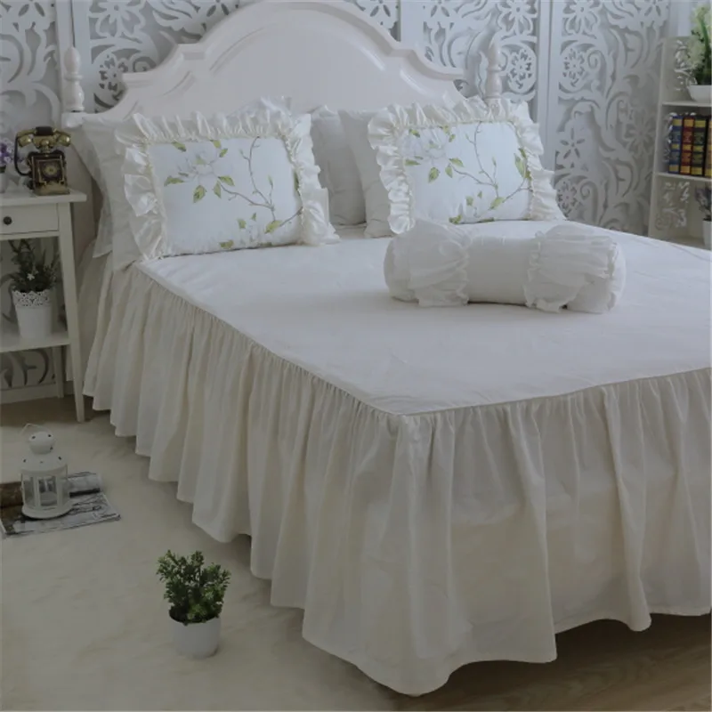 Free shipping princess cake layers ruffles embroidery beige bedding twin full queen king size постельное белье с рюшами YYX |
