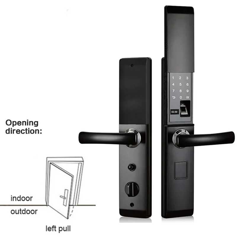 left pull Отпечаток пальца умный дверной замок, пароль, IC карта, замки, скользящая крышка, класс Higth, противоугонные внутренние электронные замки, черный H8, новинка - Цвет: left pull
