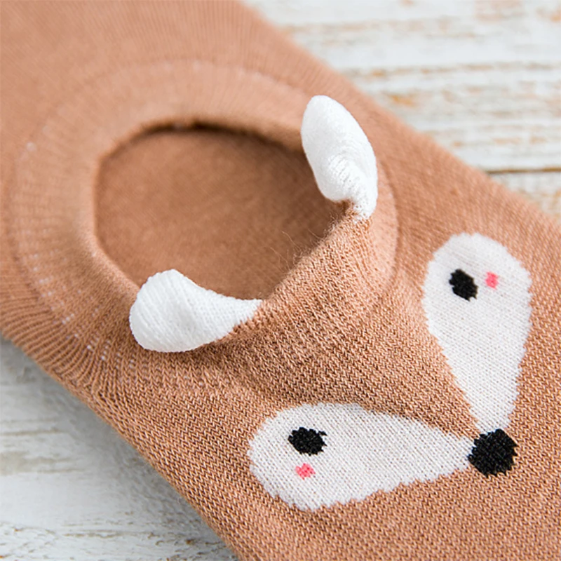 Милые животные хлопковые носки женские Kawaii кошка с собакой летние короткие