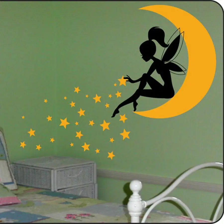 Large Size Pixie Dust Stars DIY Vinyl Wall Sticker Cute Fairy Wall Art Decals For Baby Room/Girl's Room Decoration