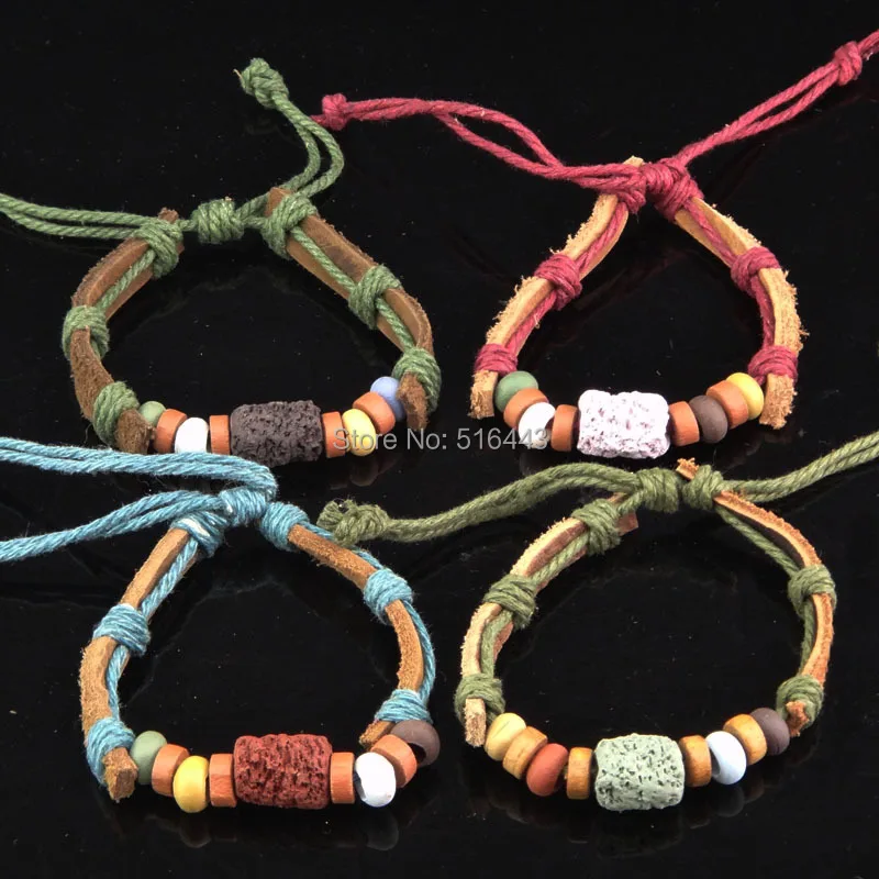 Горячая продажа 2014 Новый стиль Прохладный 6 шт Кожа пеньковая древесина Лава Рок