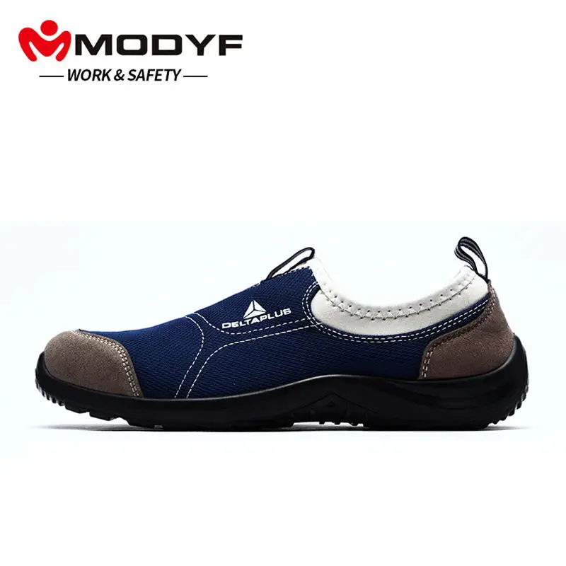 Blue MODYF/Мужская Рабочая обувь со стальным носком для мужчин; легкая дышащая Нескользящая антистатическая защитная обувь - Цвет: Blue