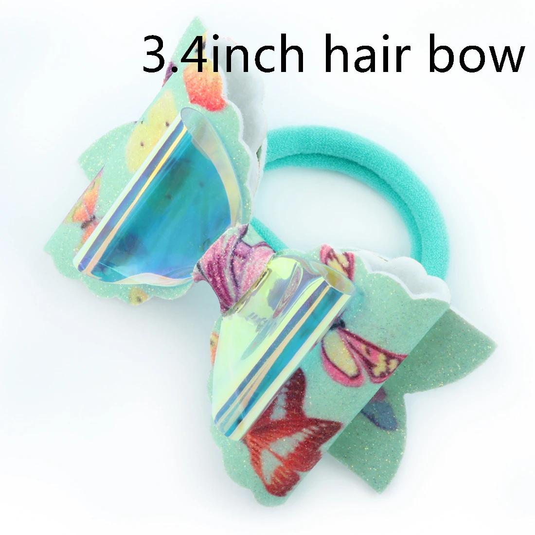 mermaid pvc-7 1 PC Child Hair Bow Tie Elastic Hair Band Glitter Hairbow Rope Rainbow Sequin Sparkly 3 Inch Bows Mermaid Girls Sweet Headwear - Цвет: mermaid pvc-7