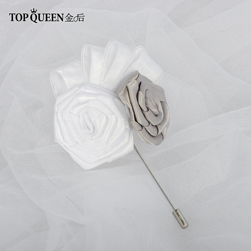 TOPQUEEN F6-GR Потрясающие Свадебные цветы Букеты Свадебные букеты Искусственные белые розы и темно-серые розы и жемчуг