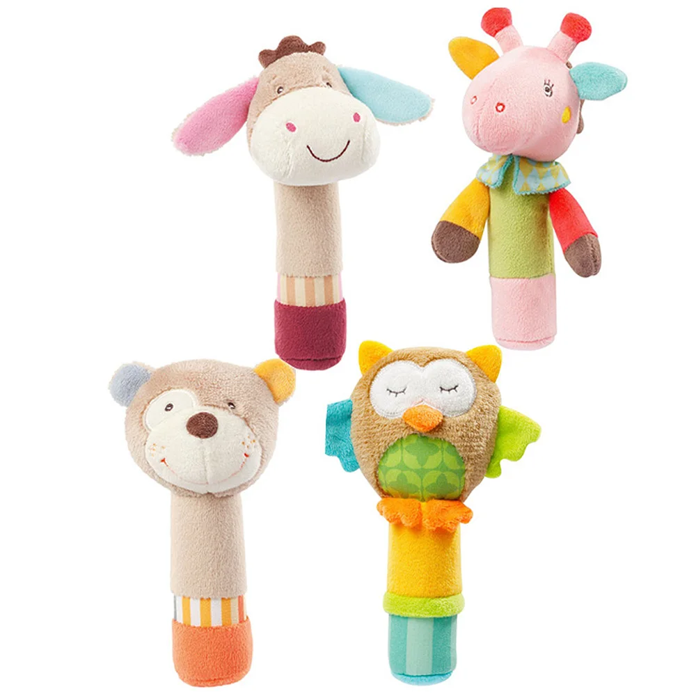 Детские плюшевые куклы с животными погремушка для новорожденных палочки ног BB