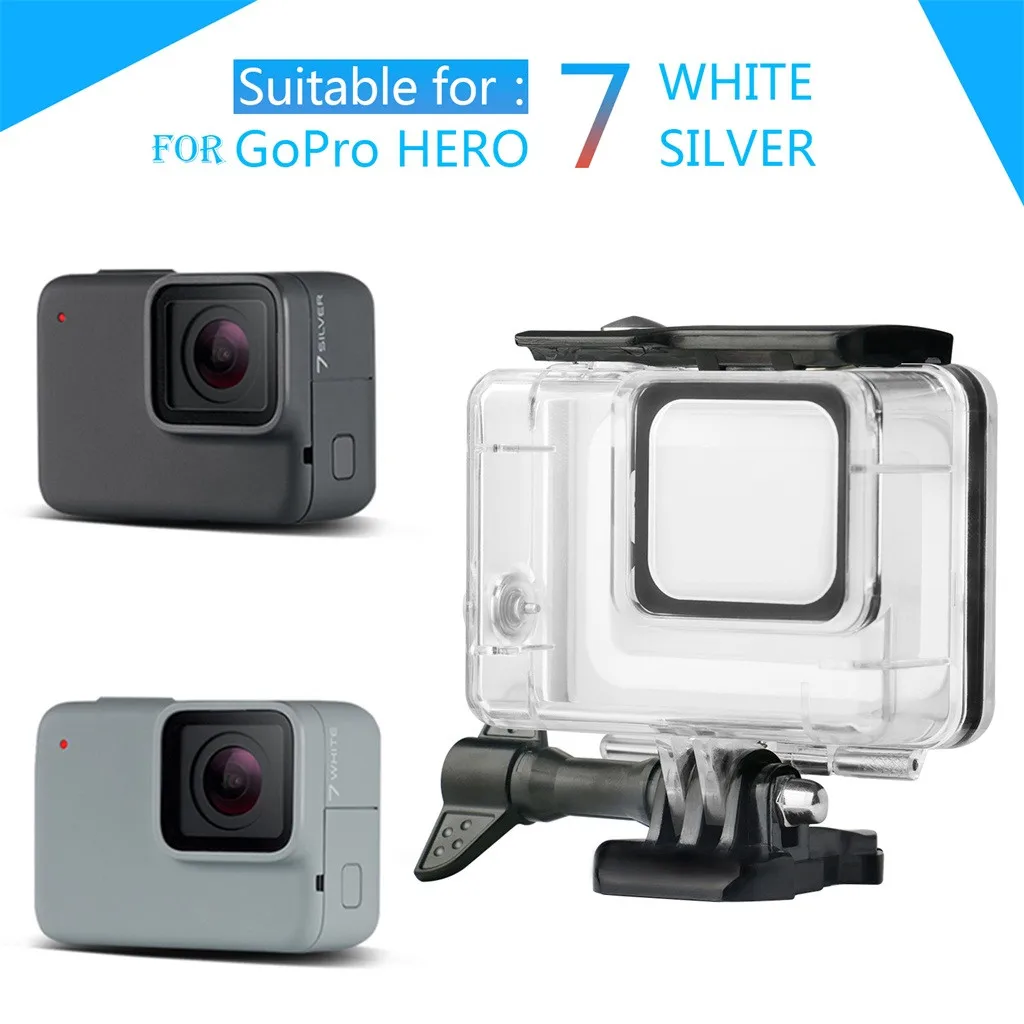 Для GoPro Hero 7 белый/серебристый аксессуары набор водостойкий Чехол дайвинг защитный корпус оболочка 40 м селфи палка для Eken h8r