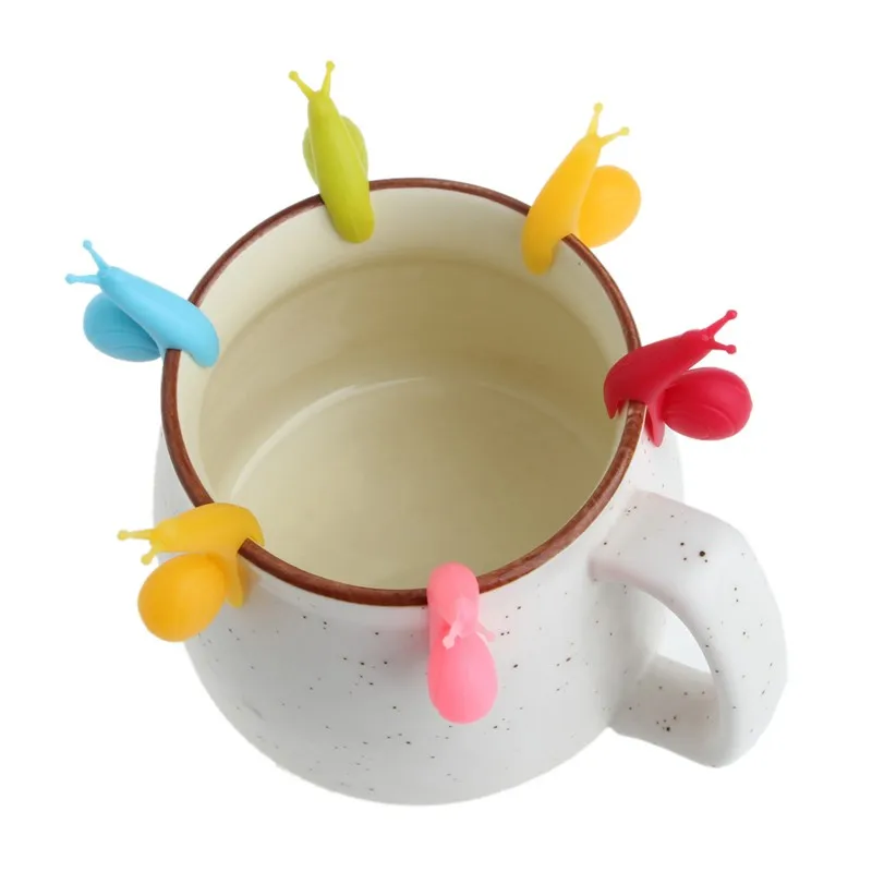 6 шт Силиконовые Стеклянные маркеры Улитка вина стеклянная этикетка для