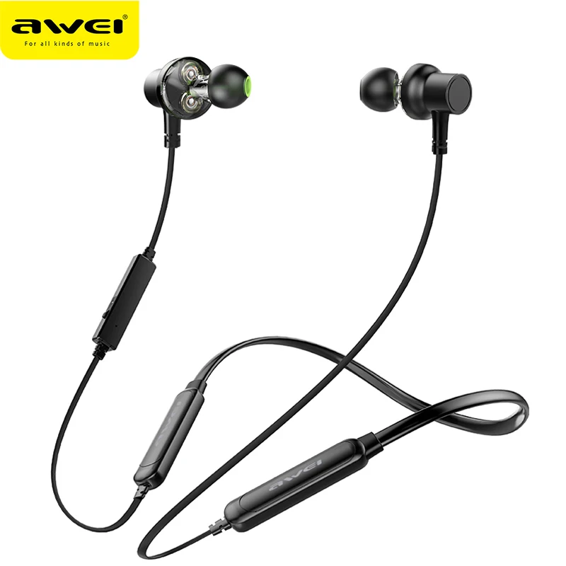 AWEI G20BLS, шейные беспроводные наушники, Bluetooth наушники, гарнитура, громкая связь, бас, двойной драйвер, стерео наушники для Xiaomi iPhone
