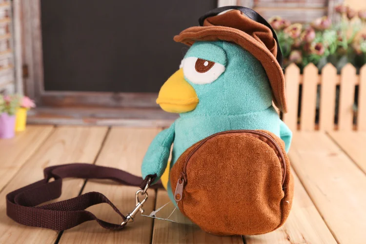 Милая объемная плюшевая сумка Phineas and Ferb Perry the Platypus, маленькая сумка через плечо, сумки через плечо для детей, Детский кошелек, кошелек