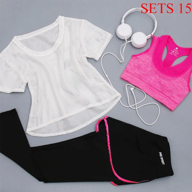 Women Sportwear 3 Pieces Suits Fitness Yoga Set T-Shirt&Bra&Shorts Sport Set Gym Clothes Sport Wear Training Suit Running,ZF197