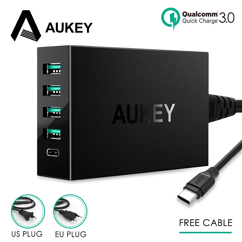 Тип C Зарядное устройство AUKEY USB Desktop Quick Charge 3 0 мобильный телефон Smart Быстрая