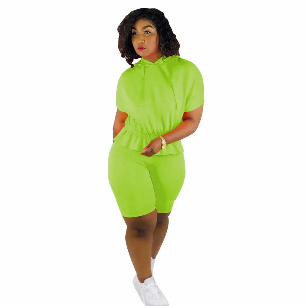 Комплект из двух предметов неоновый топ с коротким рукавом и оборками шорты