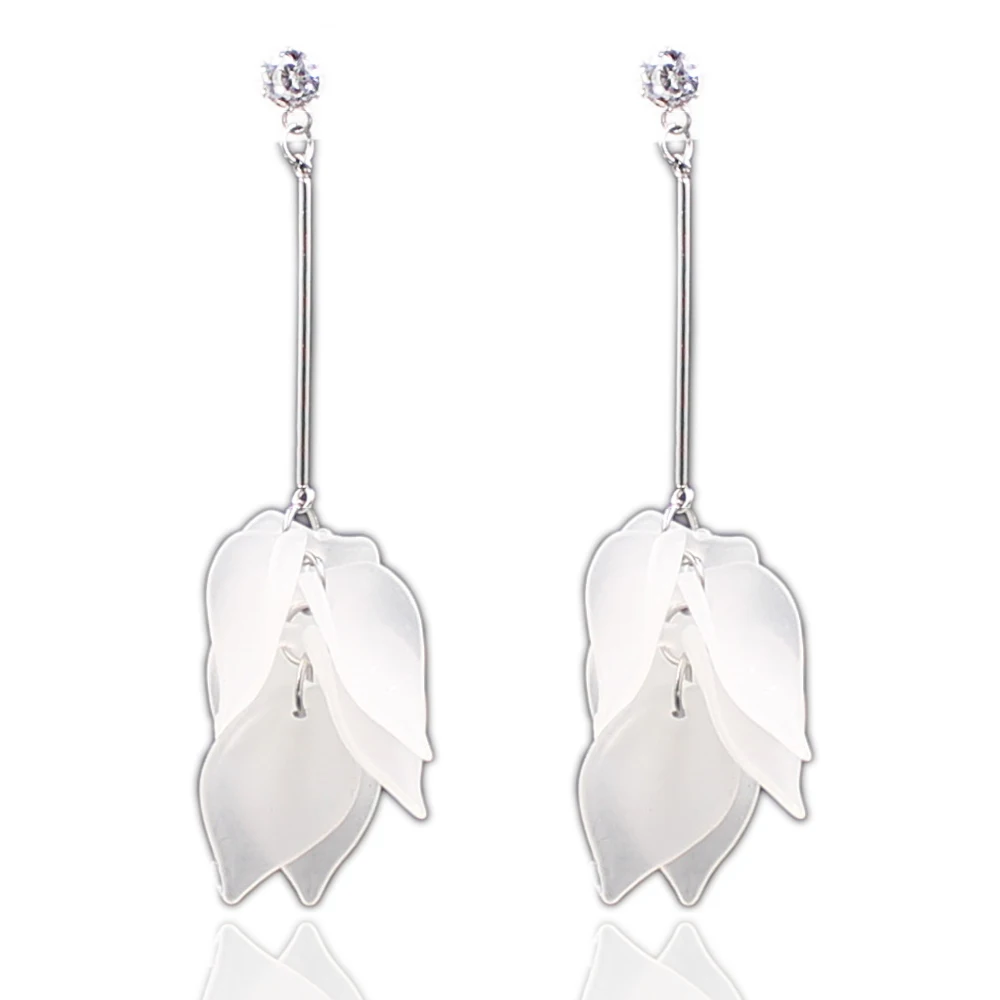 Kakee Кристалл циркония CZ Стад Длинные серьги серебро цвет корейский 316 нержавеющая