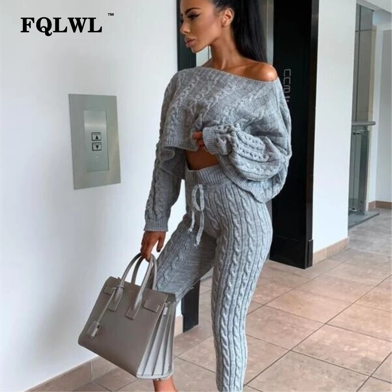 Женский комплект из двух предметов FQLWL трикотажный укороченный топ с длинными