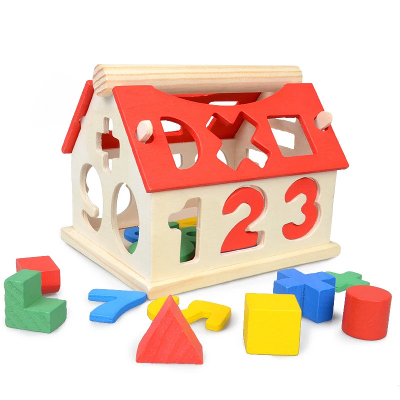 

Children Toys Digital Number House Educational Intellectual Block Kid Baby Wooden Digital Number House Building Toy