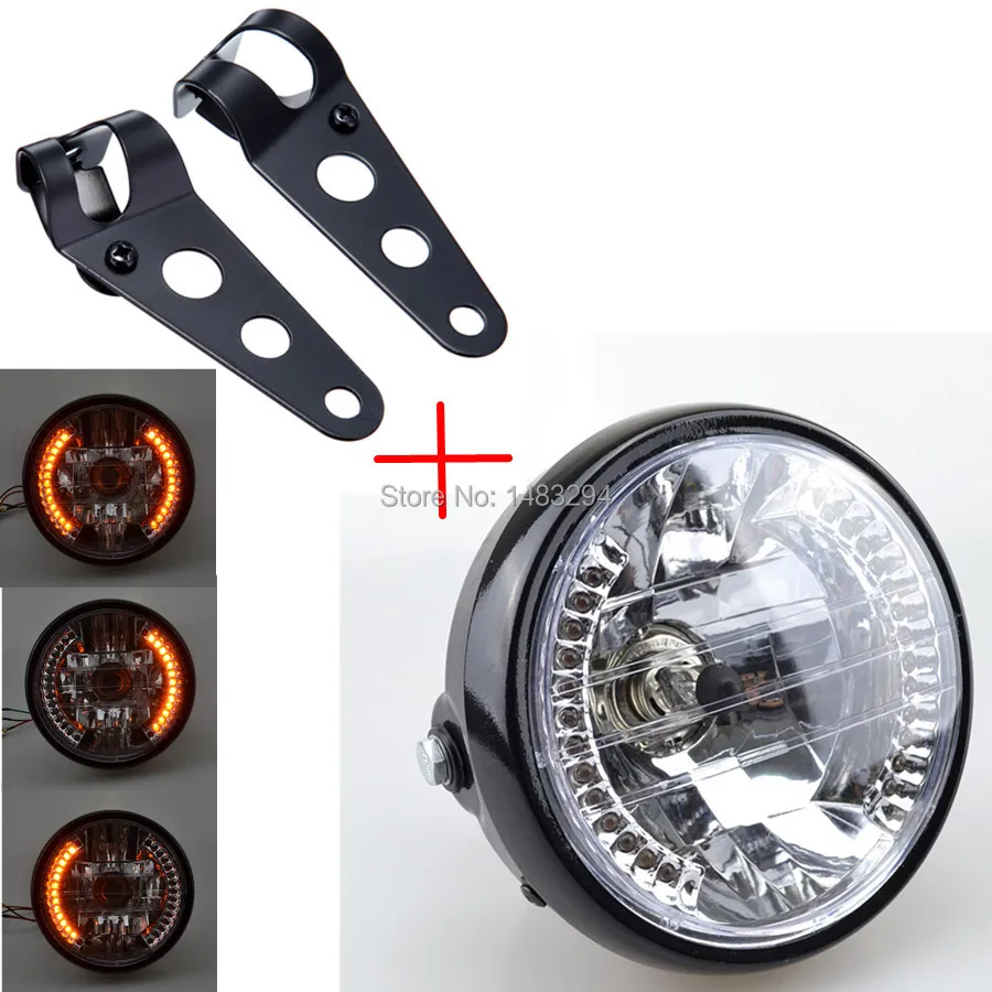 Светодиодный поворотный сигнал в сборе для мотоцикла фара с кронштейном H4 35 Вт