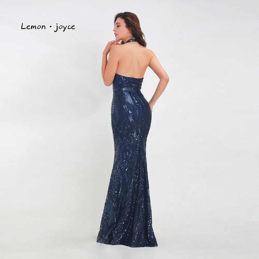 Женское вечернее платье-Русалка Lemon joyce темно-синие вечерние платья с открытой