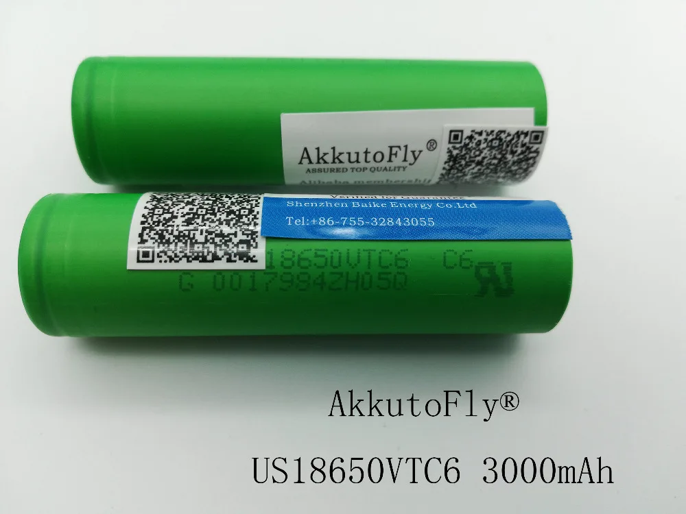 3pcs AkkutoFly for Sony VTC6 battery US18650VTC6 3000mAh 3.6v 30A high drain lithium 18650 rechargeable E-cigarette |