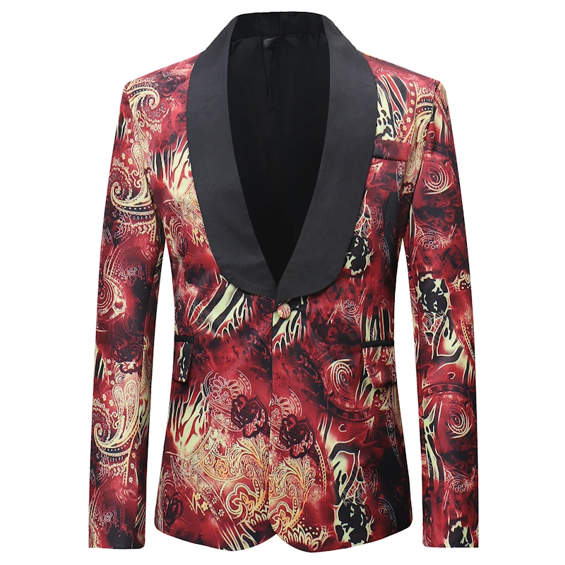 

Plyesxale Mens Printed Blazer Jacket Paisley Galaxy Floral Pattern Fancy Blazer For Men Brand Clothing Prom Stage Costume Q456