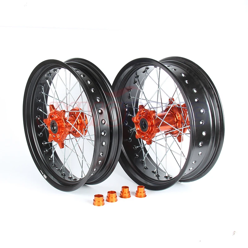 3,5/5,0*1" Supermotard колеса для KTM SXF EXC-R XC-F SX EXC 300 450 125 250 350 530 2003- 2008 2007 оранжевый концентратор черная оправа