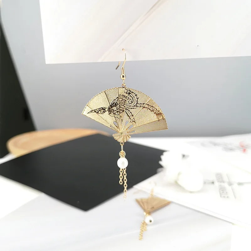 Женские Висячие серьги с металлическими клипсами ручной работы в японском стиле