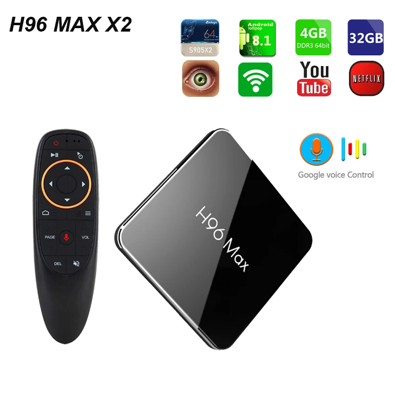 Новейший H96 MAX X2 Amlogic S905X2 четырехъядерный Android 8 1 Smart TV BOX 4 Гб RAM 32 & 64 ROM LPDDR4 4K HD H.265