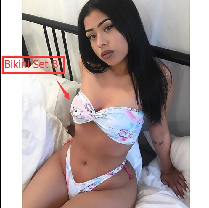 Bikini Set B Женский купальник с единорогом, 7 стилей, мягкий, мультяшный, Женский комплект бикини/цельный купальник/сетчатый низ, женский купальный костюм - Цвет: Bikini Set B
