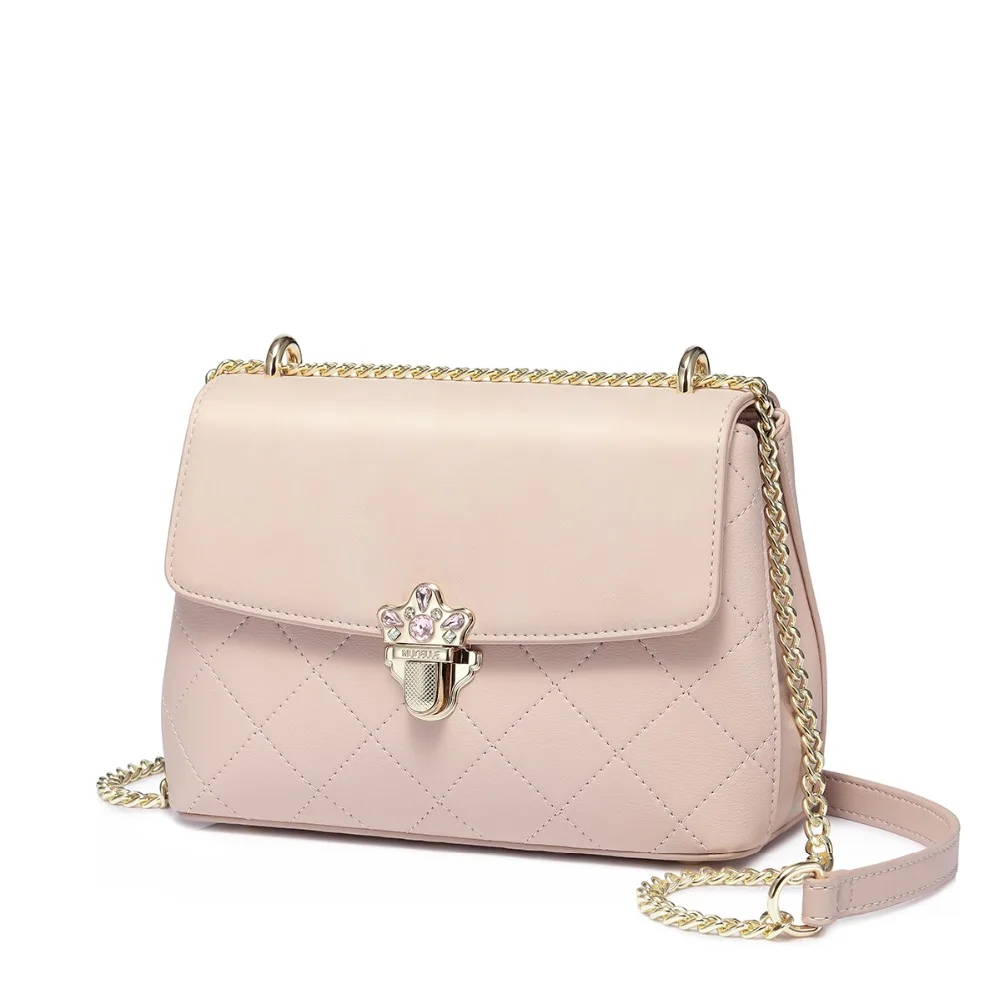 NUCELLE Brand Women's Leather Messenger Bag Ladies Fashion Chains Diamond Purse Female Lock Elegant Crossbody Bags | Багаж и сумки