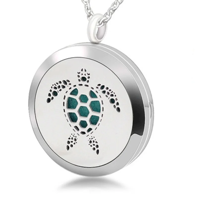 

5pcs Aromatherapy Essential Oil Locket Stainless Steel Necklace Jewelry Charm Longevity Turtle Perfume Diffuser Pendant Locket