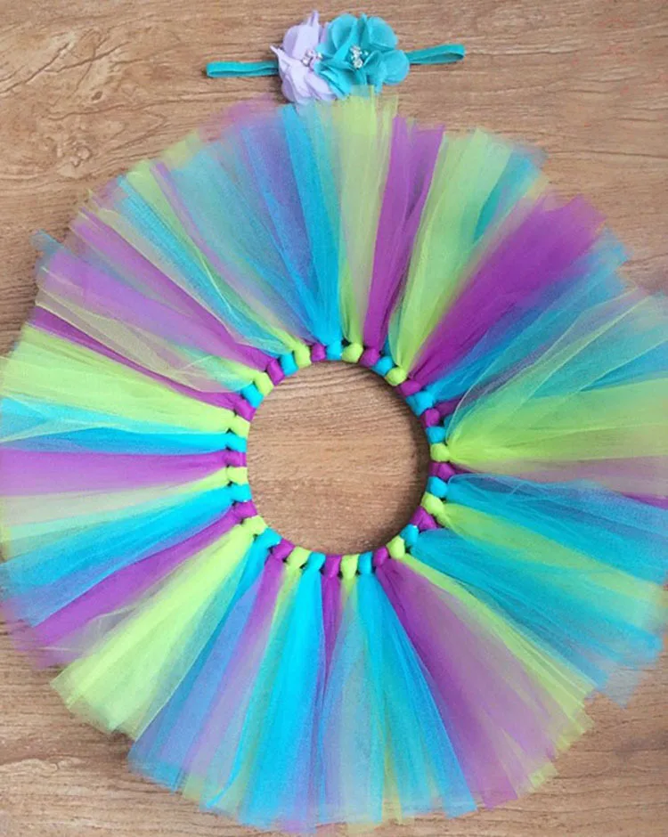 Разноцветные юбки пачки для малышей пышные фатиновые девочек с цветочной