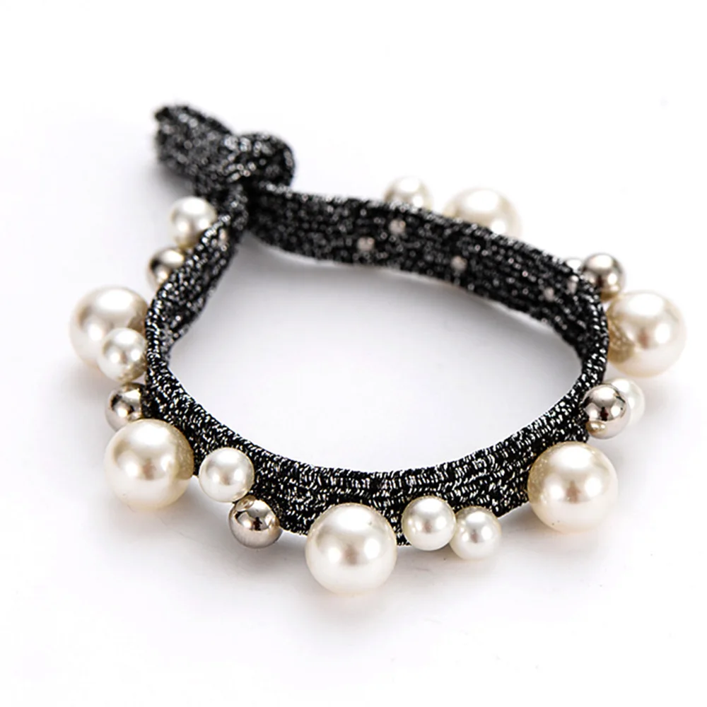 Женская резинка для волос эластичная с имитацией жемчуга аксессуар Новое