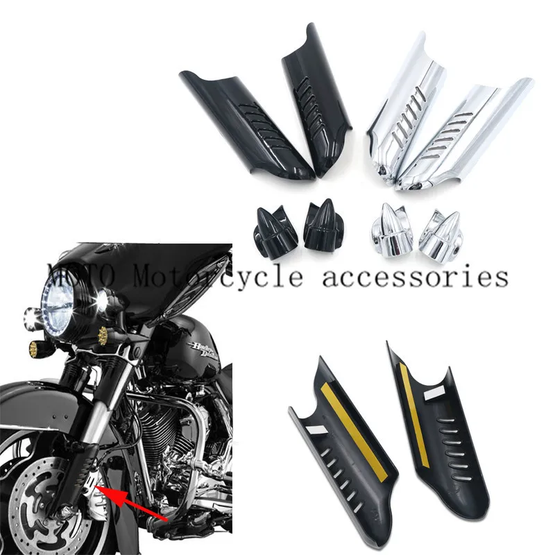 Черный хром вилка Нижняя нога дефлекторы щитки для Harley Touring Trike Electra Street Glide Road King FLH